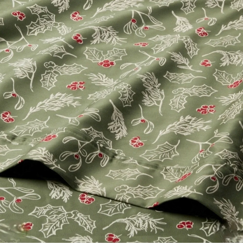 Threshold Full 400 Thread Count Performance Holiday Sheet Set - Green Holly